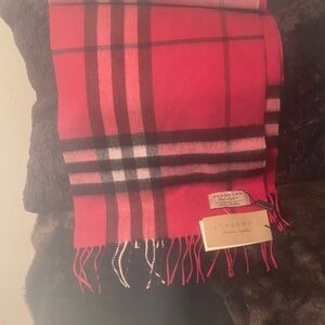 Burberry Vibrant Red Checkered Scarf